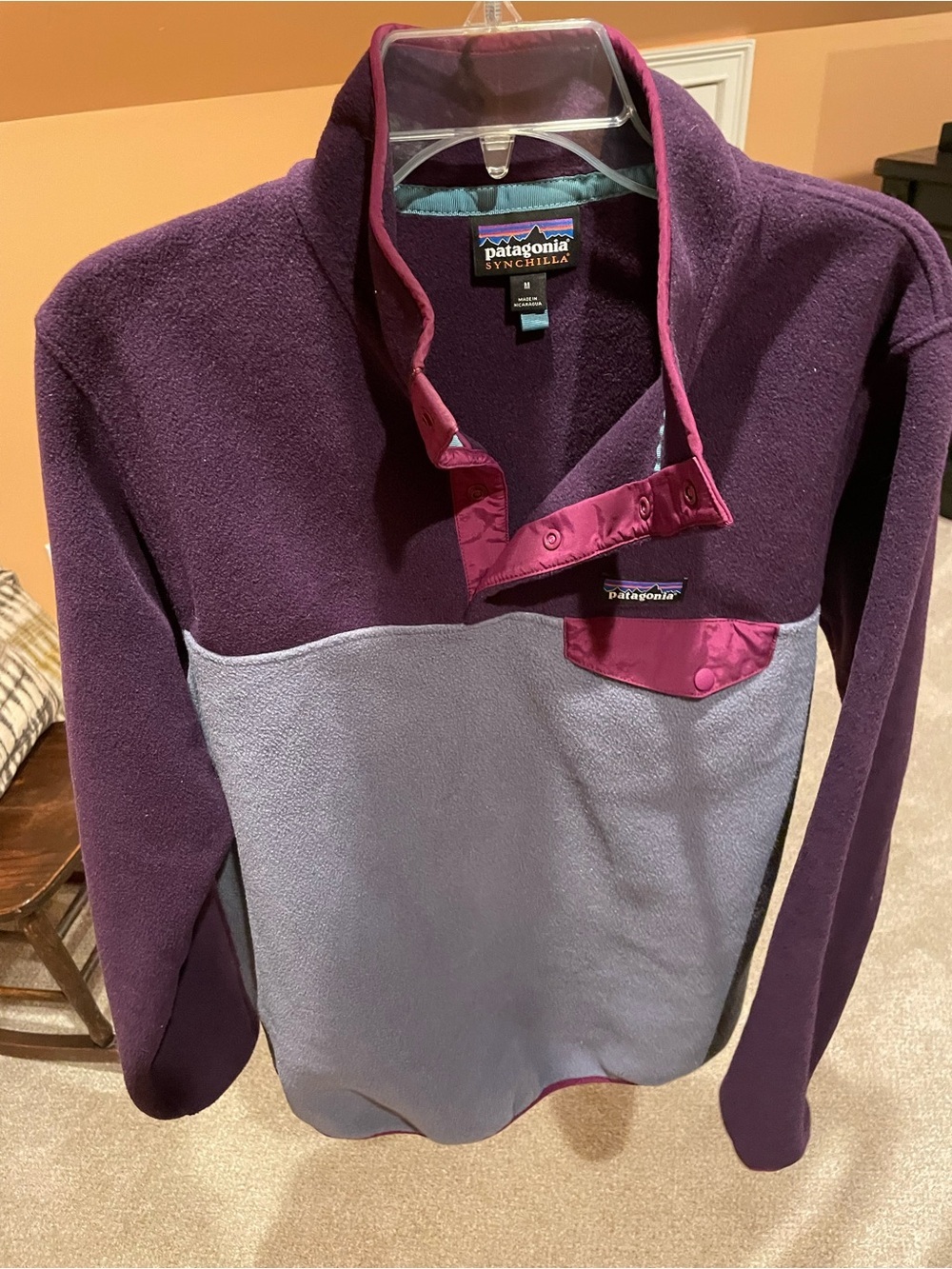 SOLD: Patagonia Synchilla Snap-T Fleece Pullover Purple Blue Colorblock Women's - Picture 2 of 5